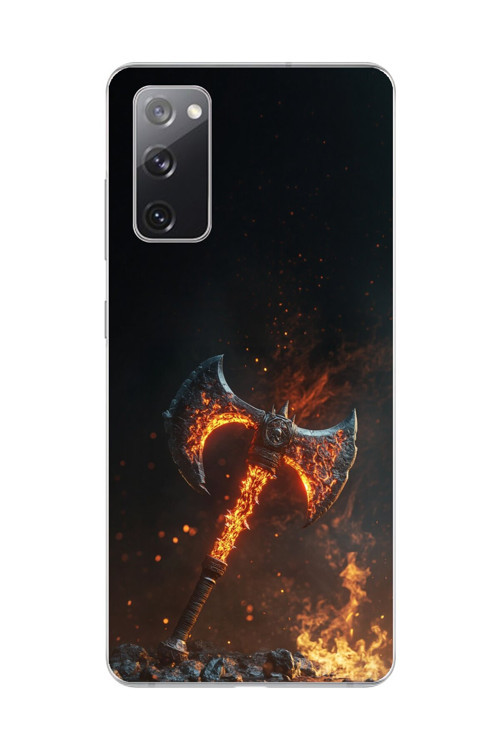 Samsung Galaxy S20 Fe Uyumlu Şeffaf Kılıf Balta Tasarımlı