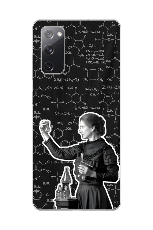Samsung Galaxy S20 Fe Uyumlu Şeffaf Kılıf Marie Curie Tasarımlı