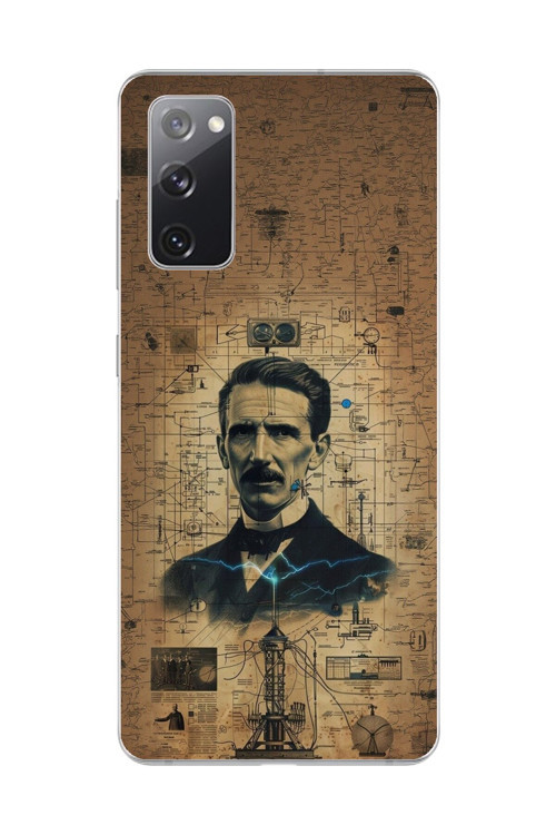 Samsung Galaxy S20 Fe Uyumlu Şeffaf Kılıf Nicola Tesla Tasarımlı