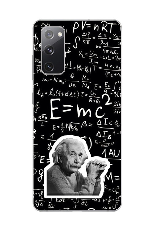 Samsung Galaxy S20 Fe Uyumlu Şeffaf Kılıf Albert Einstein Tasarımlı
