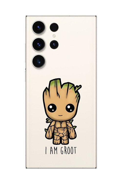 Samsung Galaxy S23 Ultra Uyumlu Şeffaf Kılıf Chibi Babygroot 1 Tasarımlı