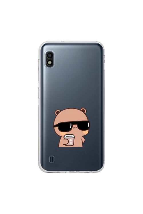 Samsung Galaxy A10 Uyumlu Şeffaf Kılıf Couple Ayıcık 1 Tasarımlı
