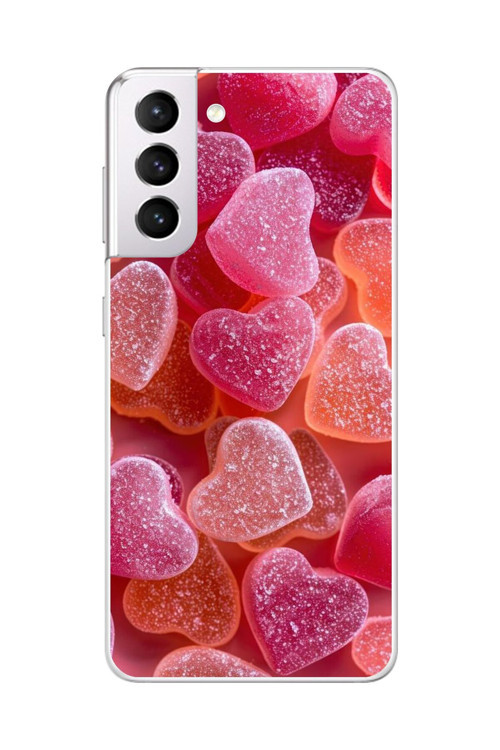Samsung Galaxy S21 Uyumlu Şeffaf Kılıf Şeker Tasarımlı