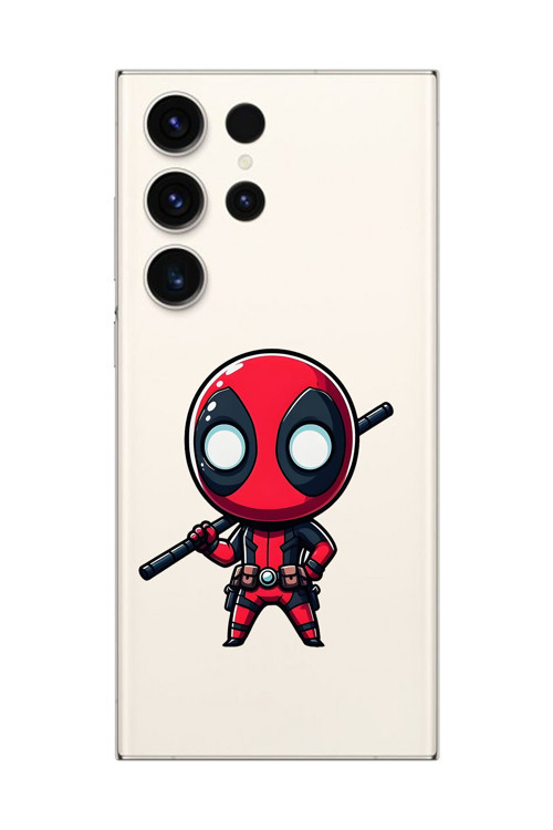 Samsung Galaxy S23 Ultra Uyumlu Şeffaf Kılıf Chibi Deadpool 8 Tasarımlı