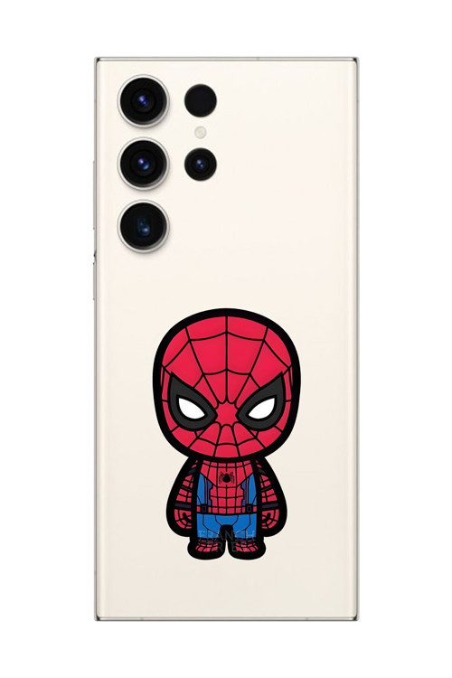 Galaxy S23 Ultra Uyumlu Şeffaf Kılıf Chibi Spider-Man 7 Tasarımlı