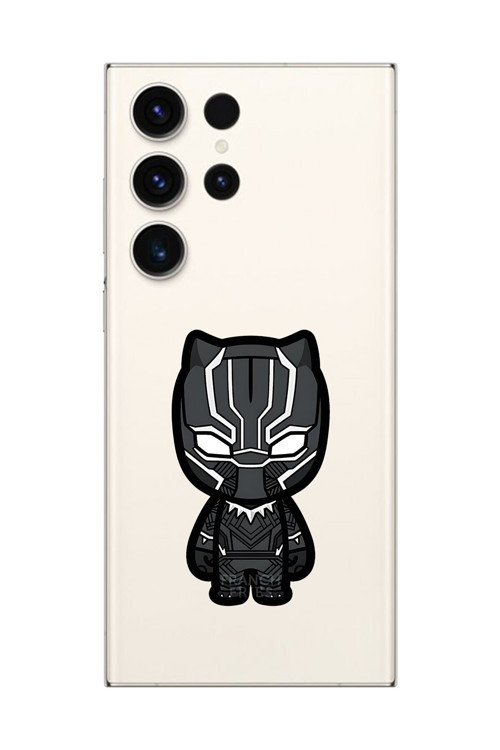 Galaxy S23 Ultra Uyumlu Şeffaf Kılıf Chibi Black Panther 6 Tasarımlı