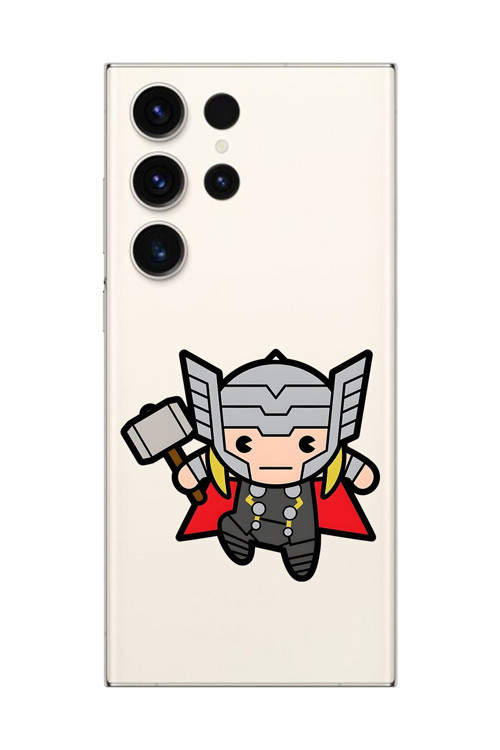 Galaxy S23 Ultra Uyumlu Şeffaf Kılıf Chibi Thor 5 Tasarımlı