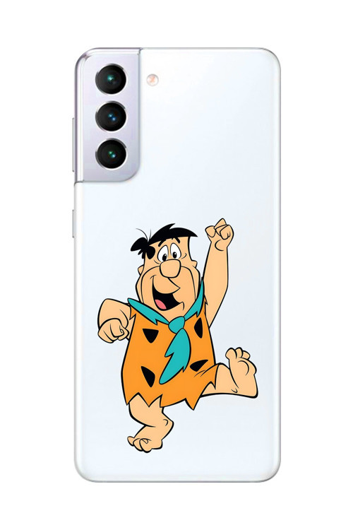 Galaxy S21+ Uyumlu Şeffaf Kılıf Cartoon Çakmaktaş 3 Tasarımlı