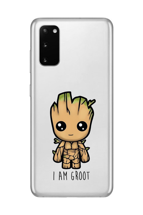Samsung Galaxy S20 Uyumlu Şeffaf Kılıf Chibi Babygroot 1 Tasarımlı