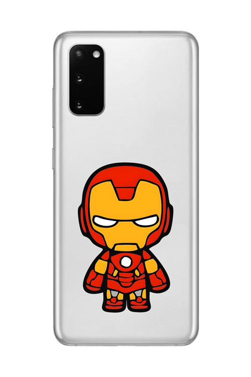 Galaxy S20 Uyumlu Şeffaf Kılıf Chibi Iron-Man 2 Tasarımlı
