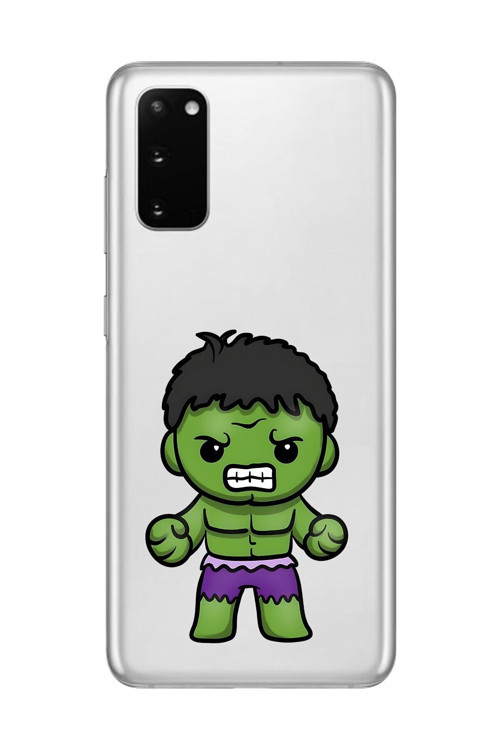Galaxy S20 Uyumlu Şeffaf Kılıf Chibi Hulk 3 Tasarımlı