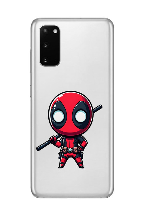 Galaxy S20 Uyumlu Şeffaf Kılıf Chibi Deadpool 8 Tasarımlı