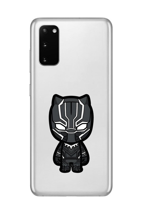 Samsung Galaxy S20 Uyumlu Şeffaf Kılıf Chibi Black Panther 6 Tasarımlı