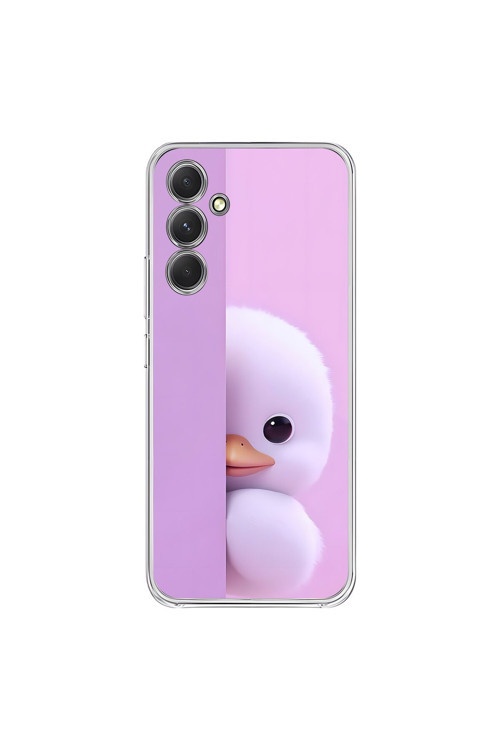 Samsung Galaxy A54 Uyumlu Şeffaf Kılıf 3 Peluş Ördek Tasarımlı