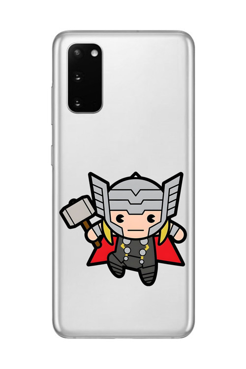 Galaxy S20 Uyumlu Şeffaf Kılıf Chibi Thor 5 Tasarımlı