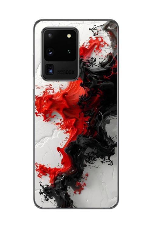 Samsung Galaxy S20 Ultra Uyumlu Şeffaf Kılıf Renkli Boya 1 Tasarımlı