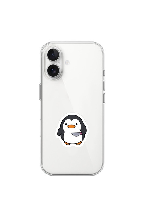 İphone 16 Uyumlu Şeffaf Kılıf Couple Penguen 2 Tasarımlı