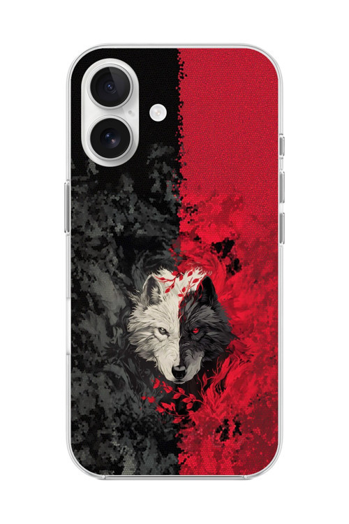 İphone 16 Uyumlu Şeffaf Kılıf Kurt Tasarımlı