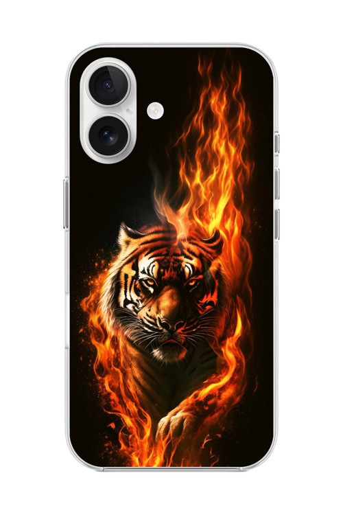 İphone 16 Uyumlu Şeffaf Kılıf Kaplan Tasarımlı