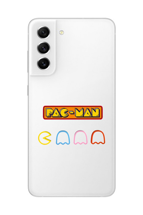 Galaxy S21 Fe Uyumlu Şeffaf Kılıf 1 Pac-Man Tasarımlı