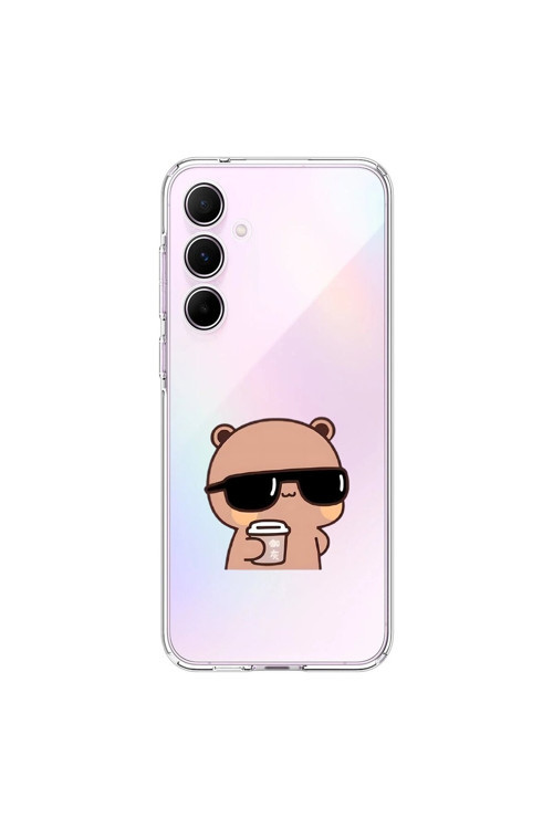 Samsung Galaxy A55 Uyumlu Şeffaf Kılıf Couple Ayıcık 1 Tasarımlı