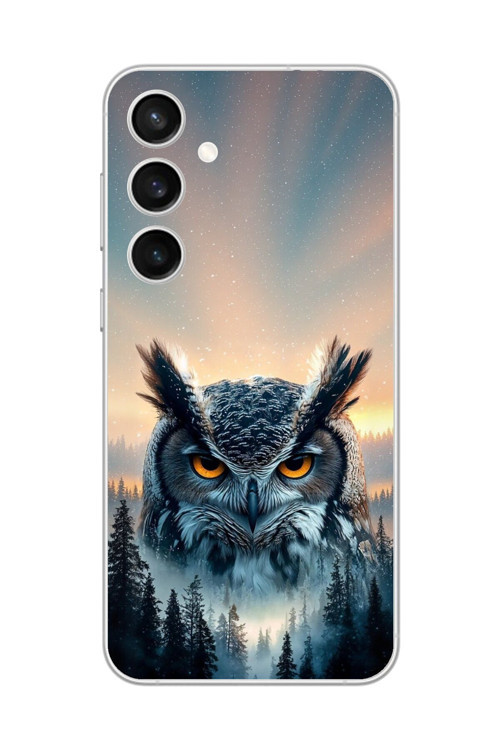 Samsung Galaxy S23 Uyumlu Şeffaf Kılıf Baykuş Tasarımlı