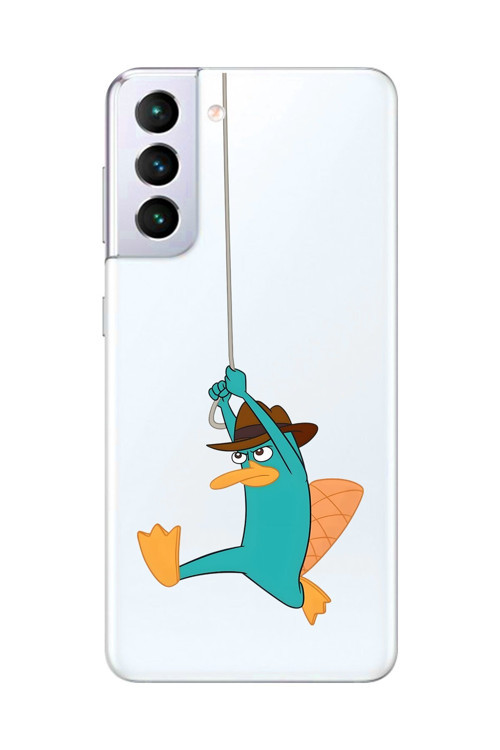 Galaxy S21+ Uyumlu Şeffaf Kılıf Cartoon Ornitorenk Perry 11 Tasarımlı