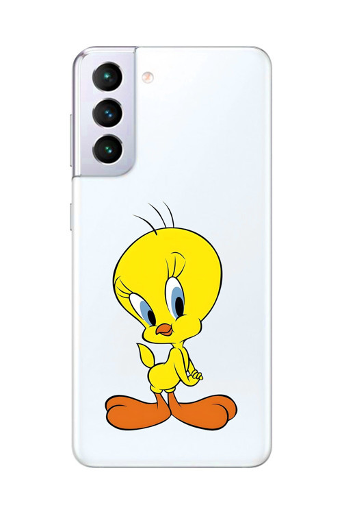 Galaxy S21+ Uyumlu Şeffaf Kılıf Cartoon Tweety 17 Tasarımlı