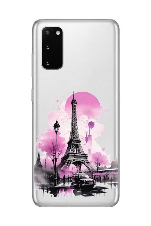 Samsung Galaxy S20+ Uyumlu Şeffaf Kılıf Paris 1 Tasarımlı