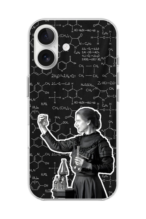 İphone 16 Uyumlu Şeffaf Kılıf Marie Curie Tasarımlı