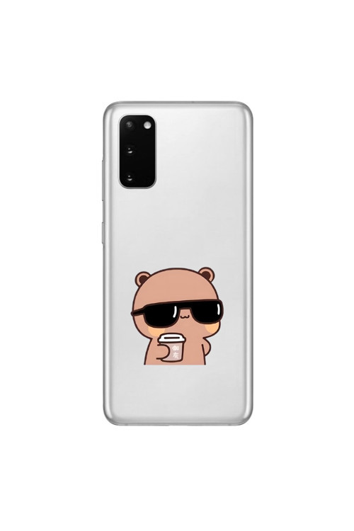 Samsung Galaxy S20+ Uyumlu Şeffaf Kılıf Couple Ayıcık 1 Tasarımlı