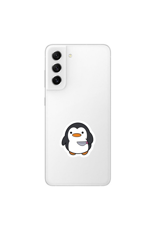 Samsung Galaxy S21 Fe Uyumlu Şeffaf Kılıf Couple Penguen 2 Tasarımlı
