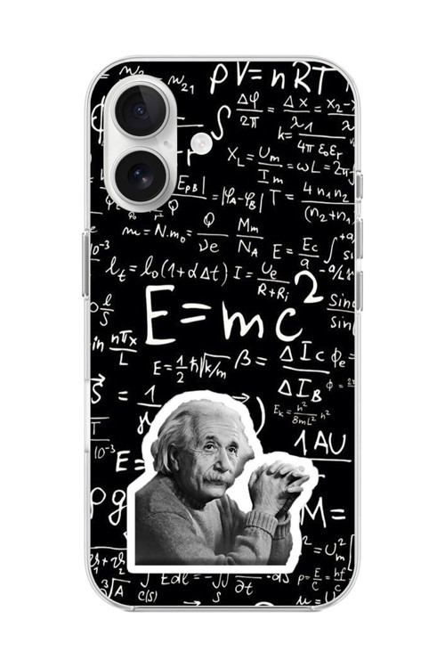 İphone 16 Uyumlu Şeffaf Kılıf Albert Einstein Tasarımlı