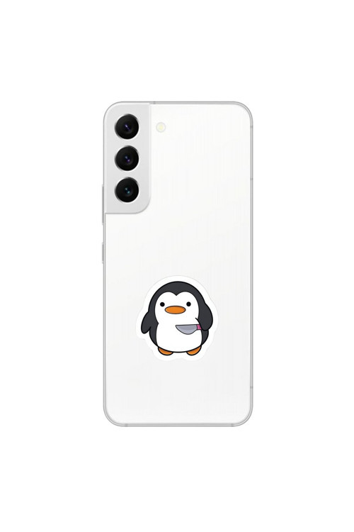 Samsung Galaxy S22 Uyumlu Şeffaf Kılıf Couple Penguen 2 Tasarımlı