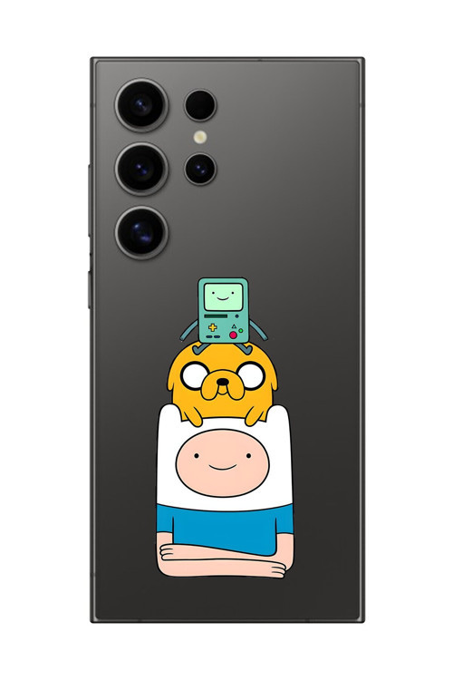 Galaxy S24 Ultra Uyumlu Şeffaf Kılıf Cartoon Adventure Time 1 Tasarımlı