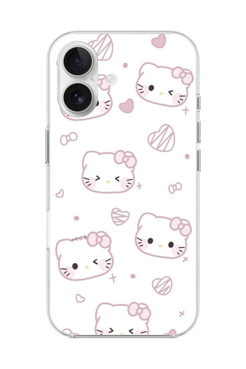 İphone 16 Plus Uyumlu Şeffaf Kılıf Hello Kitty Tasarımlı