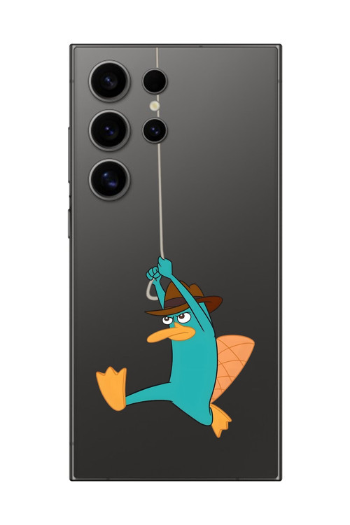 Galaxy S24 Ultra Uyumlu Şeffaf Kılıf Cartoon Ornitorenk Perry 11 Tasarımlı