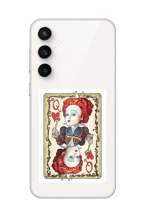 Galaxy S23 Fe Uyumlu Şeffaf Kılıf Kartlar Queen 3 Tasarımlı
