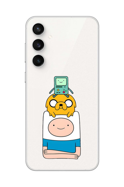 Galaxy S23 Fe Uyumlu Şeffaf Kılıf Cartoon Adventure Time 1 Tasarımlı
