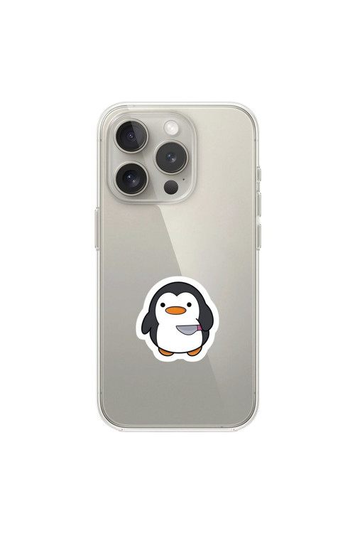 İphone 16 Pro Max Uyumlu Şeffaf Kılıf Couple Penguen 2 Tasarımlı
