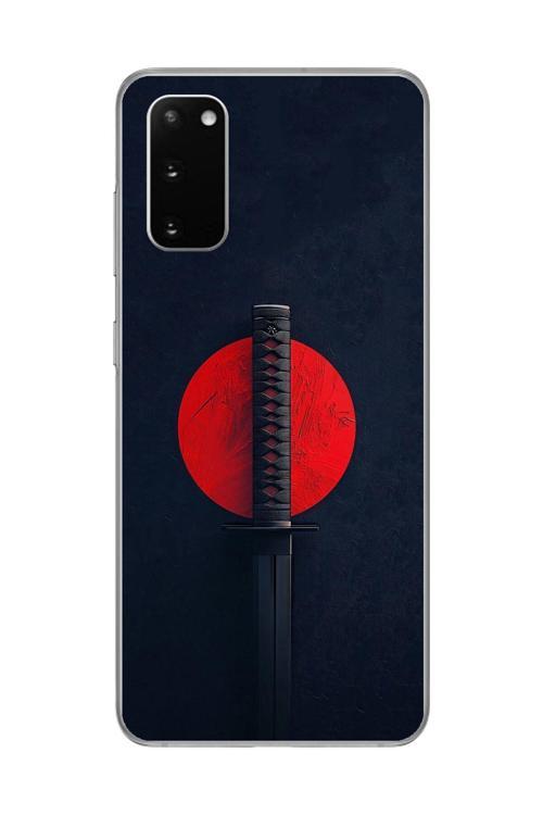 Samsung Galaxy S20+ Uyumlu Şeffaf Kılıf Samuray Kılıcı Tasarımlı