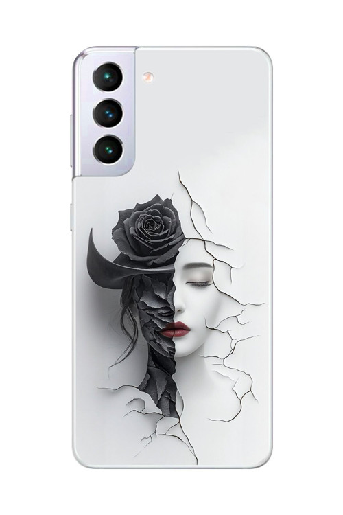 Samsung Galaxy S21+ Uyumlu Şeffaf Kılıf Estetik Yüz 4 Tasarımlı