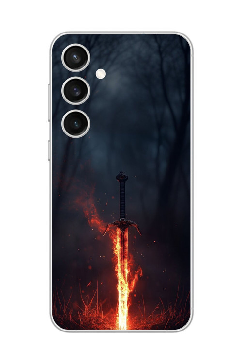 Samsung Galaxy S23+ Uyumlu Şeffaf Kılıf Kılıç Tasarımlı