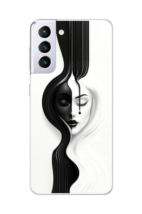 Samsung Galaxy S21+ Uyumlu Şeffaf Kılıf Estetik Yüz 3 Tasarımlı