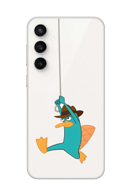 Galaxy S23 Fe Uyumlu Şeffaf Kılıf Cartoon Ornitorenk Perry 11 Tasarımlı