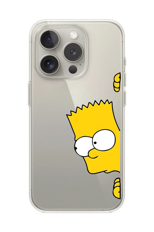 İphone 13 Pro Max Uyumlu Şeffaf Kılıf Cartoon Bart Simpson 16 Tasarımlı
