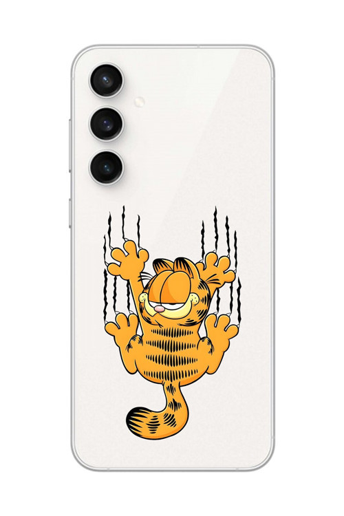 Galaxy S23 Fe Uyumlu Şeffaf Kılıf Cartoon Garfield 4 Tasarımlı