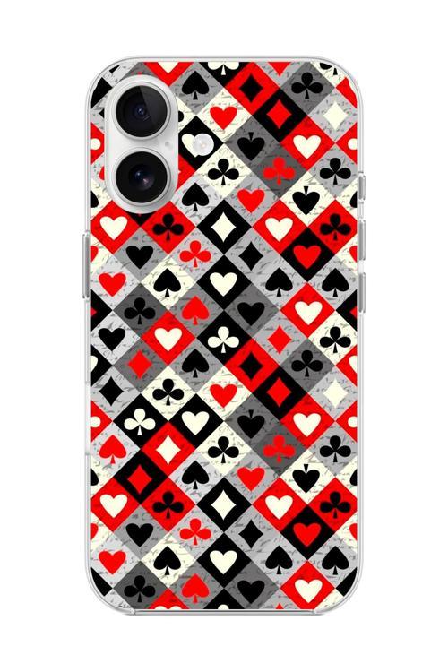 İphone 16 Plus Uyumlu Şeffaf Kılıf İskambil Tasarımlı 1