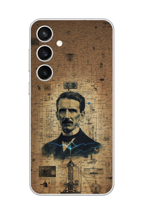 Samsung Galaxy S23 Uyumlu Şeffaf Kılıf Nicola Tesla Tasarımlı