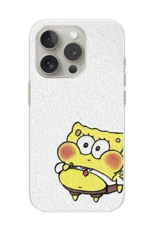 İphone 16 Pro Max Uyumlu Şeffaf Kılıf Sünger Bob Mini Tasarımlı